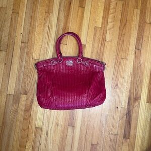 Coach Red Textured Tote Bag